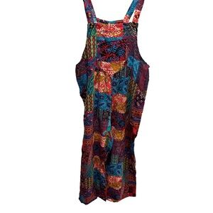 Colorful Patchwork Print Overalls Dress - Multicolor